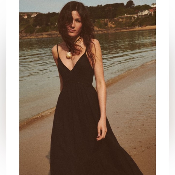 ZARA LACE INSERT MIDI DRESS - Picture 2 of 8